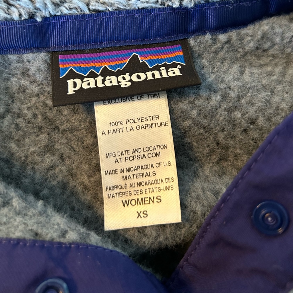 Patagonia Women’s XS 1/4 Snap Blue Fleece Pullover Jacket - Picture 10 of 11